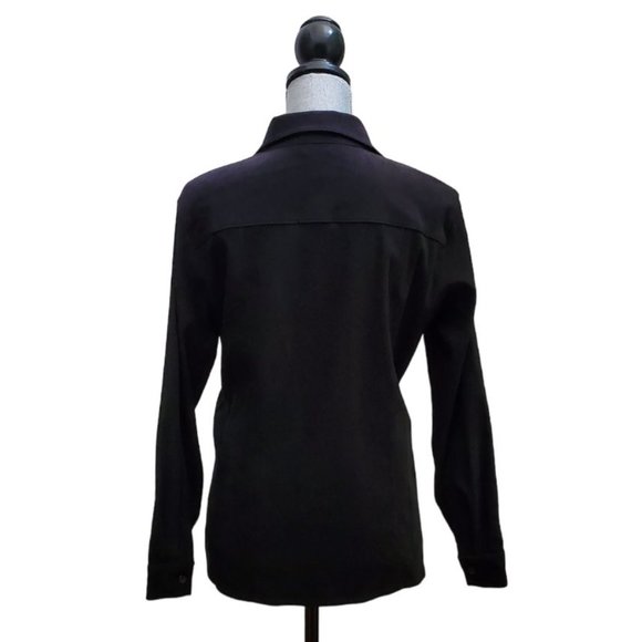 Petite Sophisticate Moleskin LS Button Front Blouse | Like New | MP | Black - Picture 2 of 11
